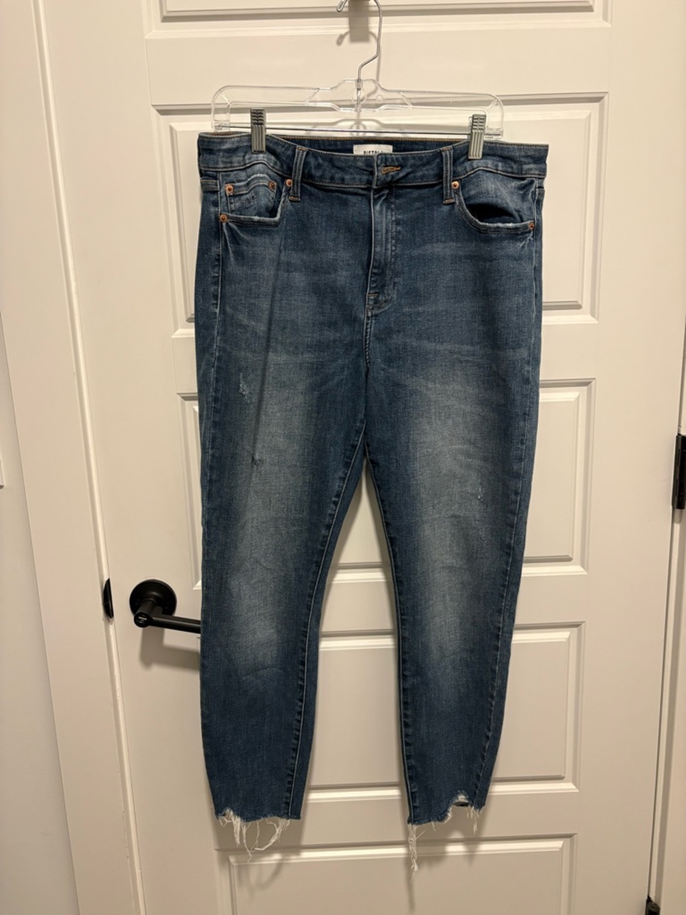 pistola Mid-Wash Cropped Straight-Leg Jeans - Blue